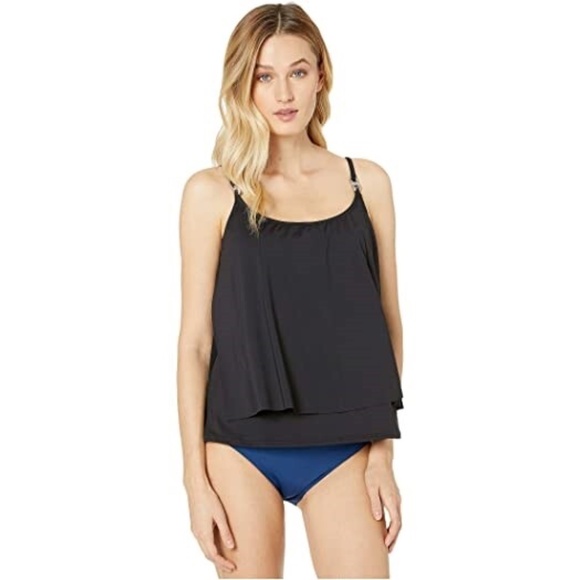 Michael Kors BLACK Iconic Solids Double Layer Swimsuit top Size medium - Picture 1 of 8